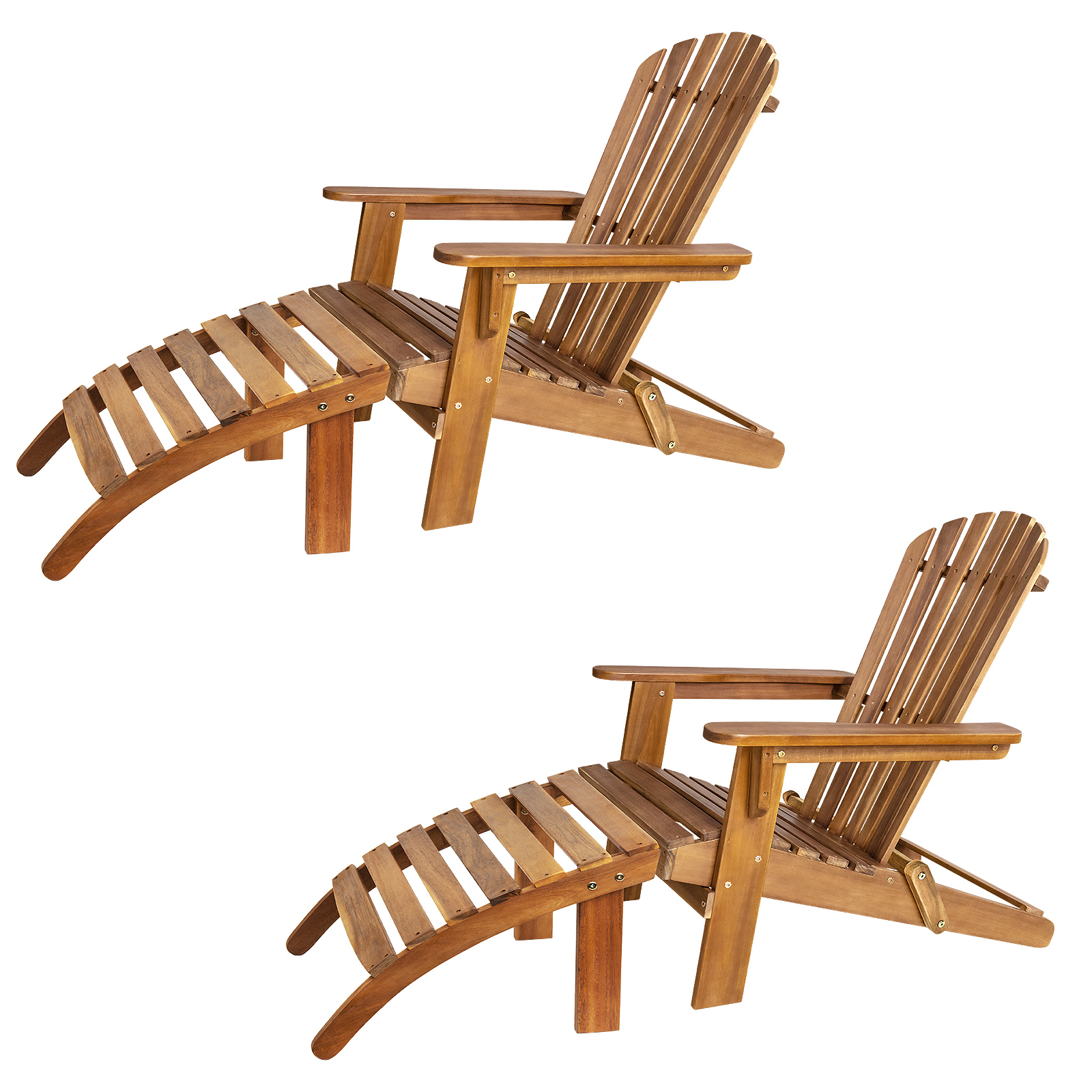 Leżak Adirondack 2 szt. Drewno akacjowe + Podnóżek