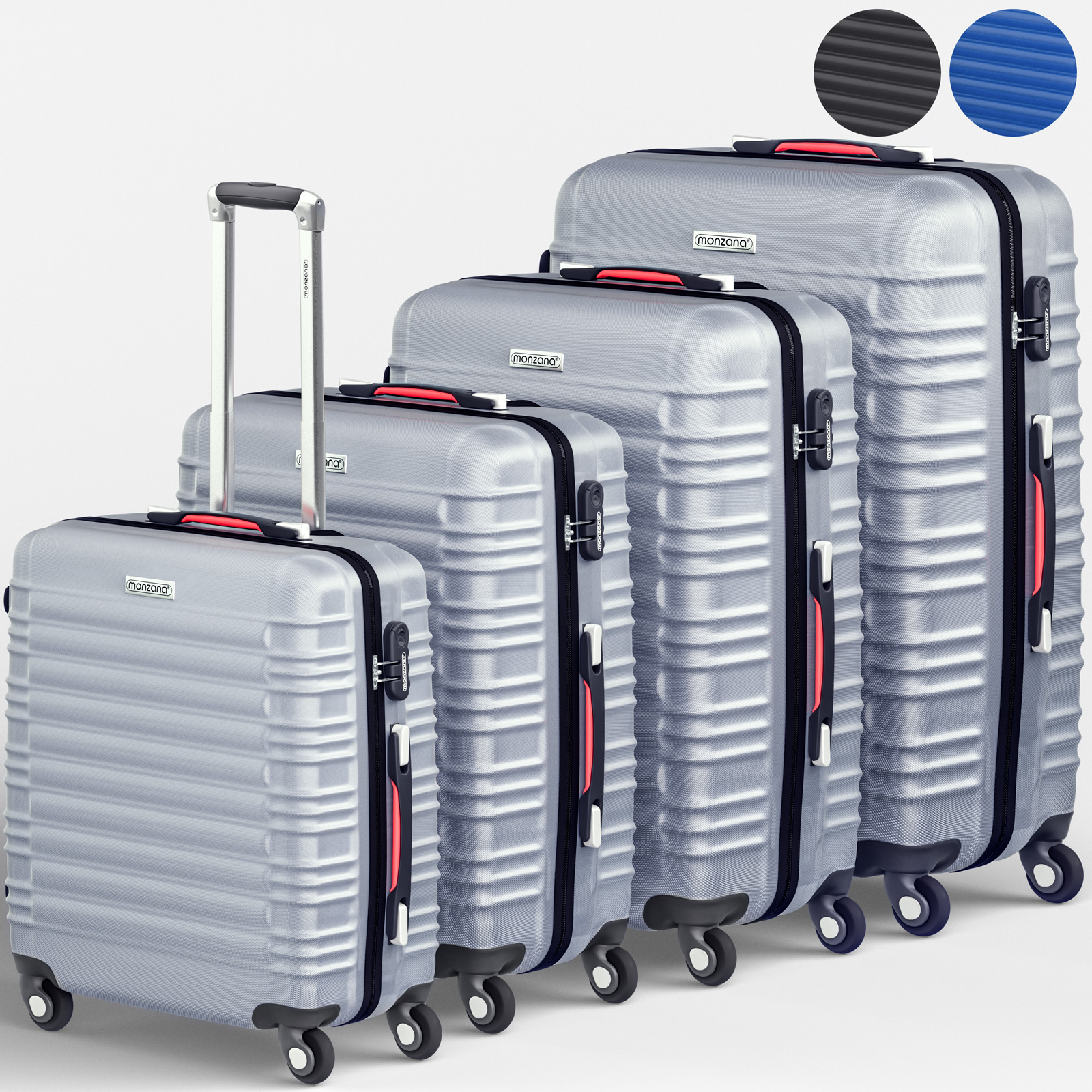 Walizka twarda Zestaw 4 cz. Srebrny ABS