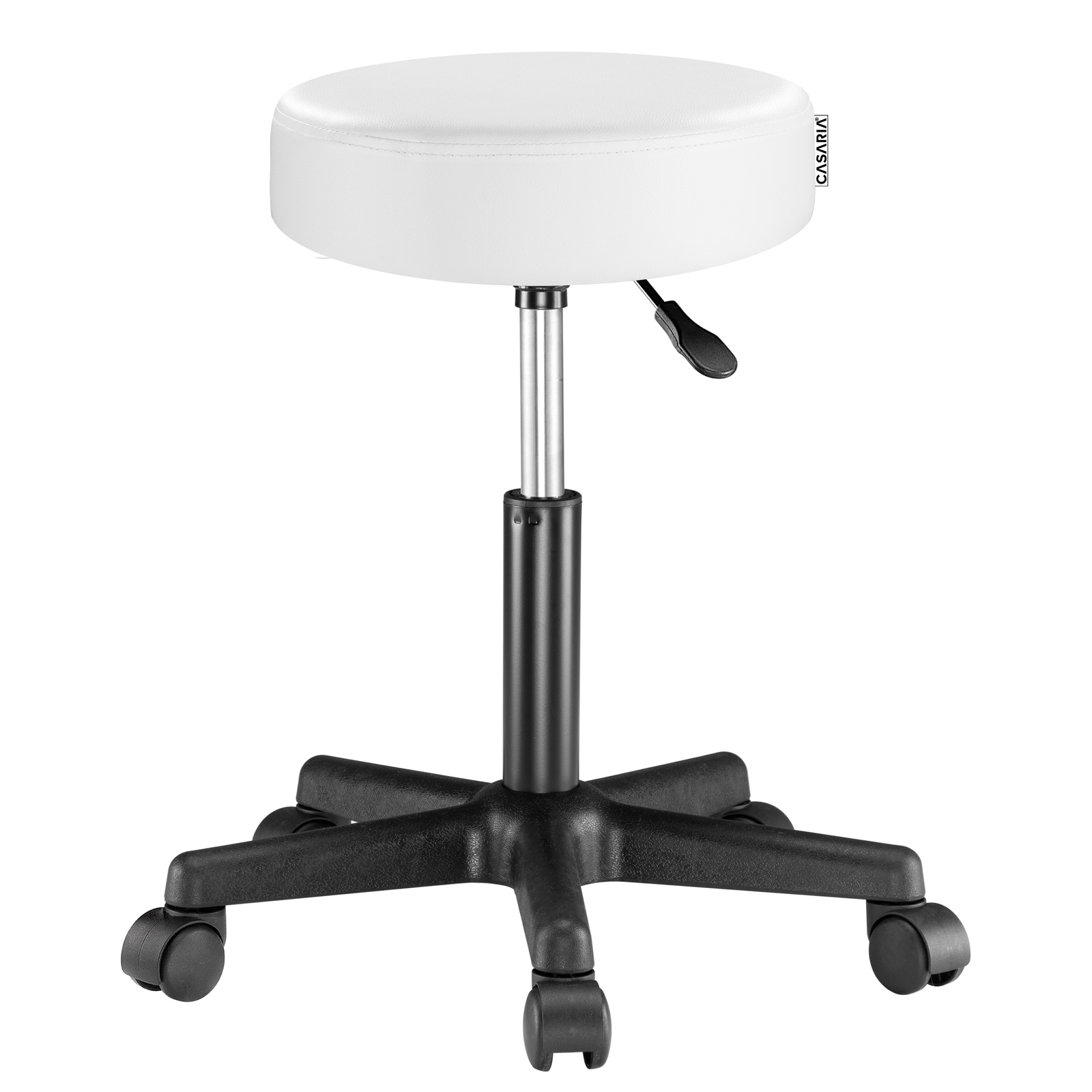 Taboret obrotowy Biały Imitacja skóry 360°
