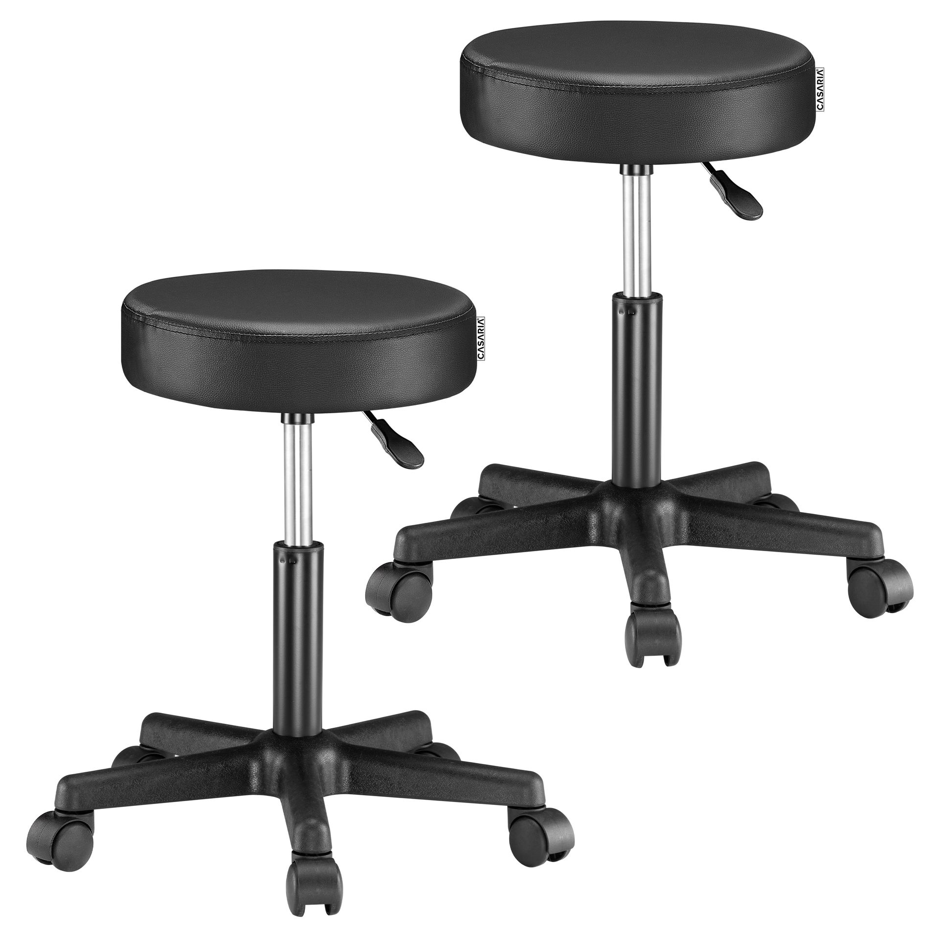 Taboret obrotowy 2 szt. Czarny Imitacja Skóry 360°
