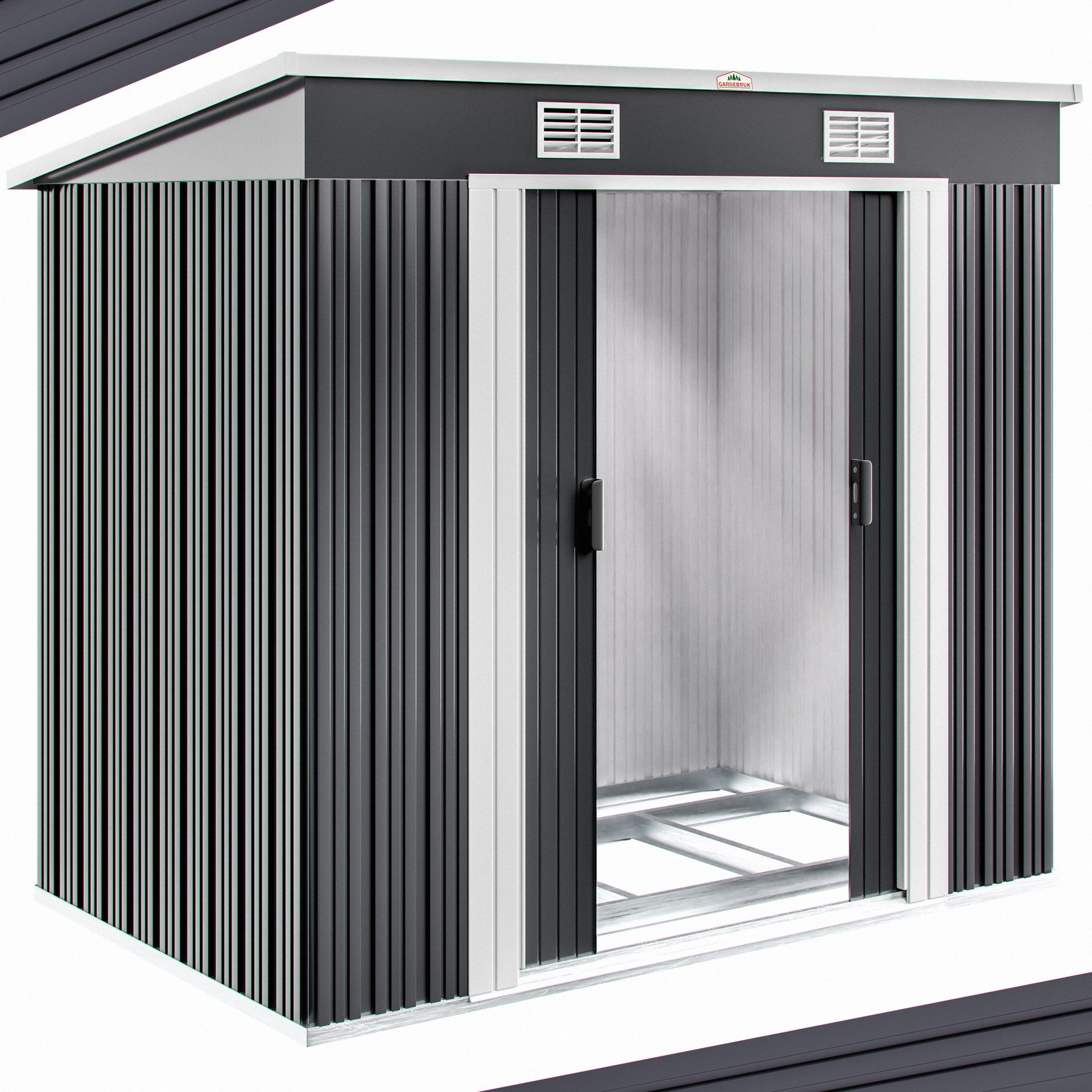 Szopa ogrodowa Antracytowa Metalowa 196x122x182cm