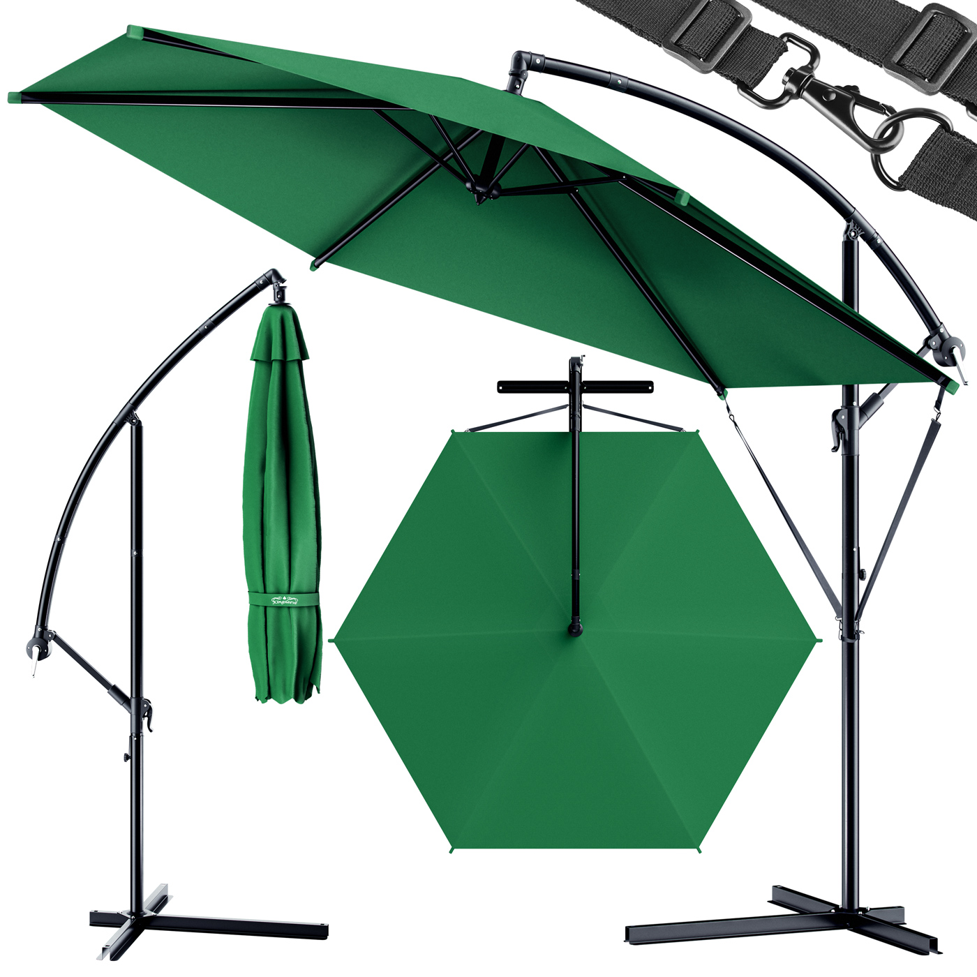 Parasol ogrodowy Zielony Aluminiowy Ø300cm UV 30+