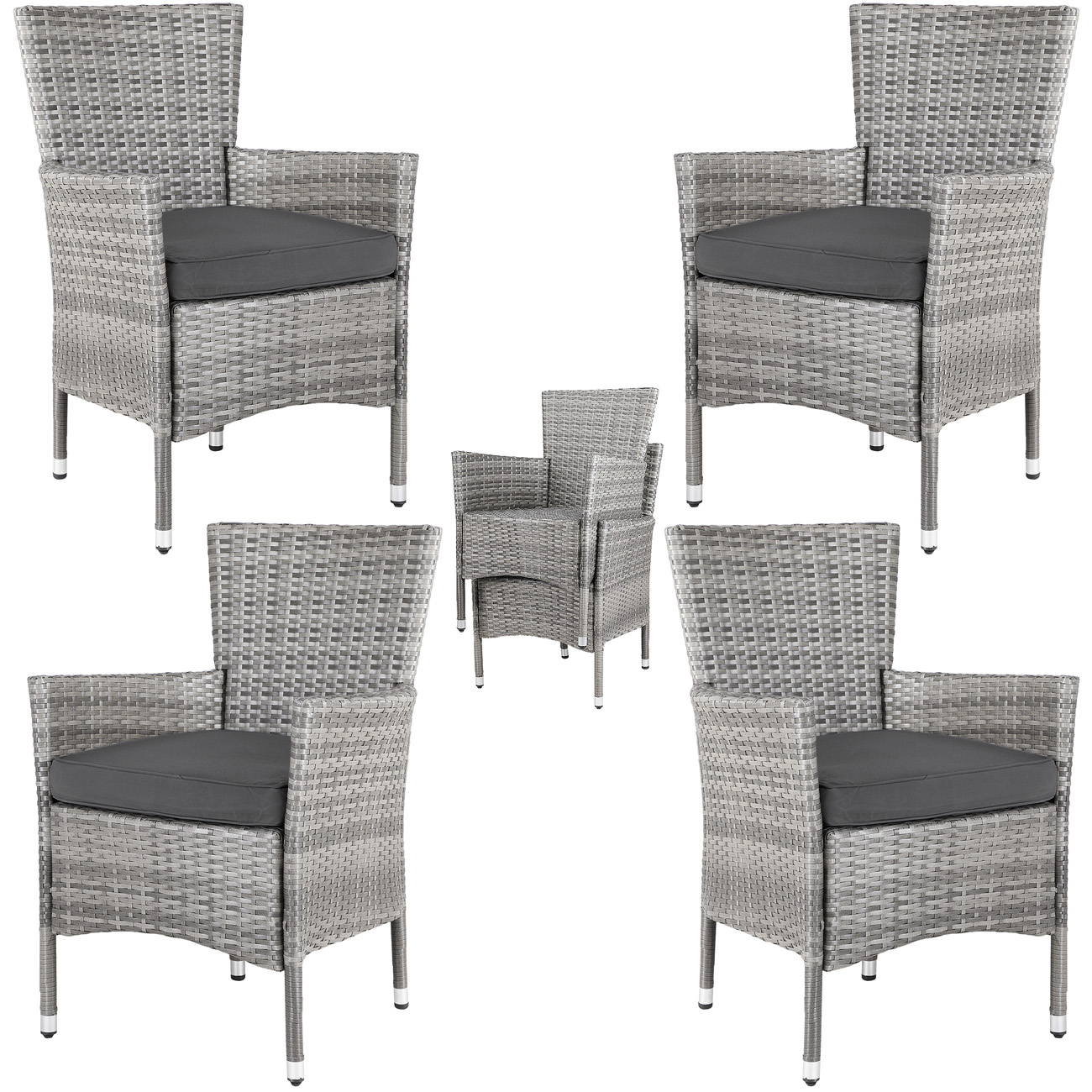 Krzesło ogrodowe 4szt szary/antracyt polirattan sztaplowane