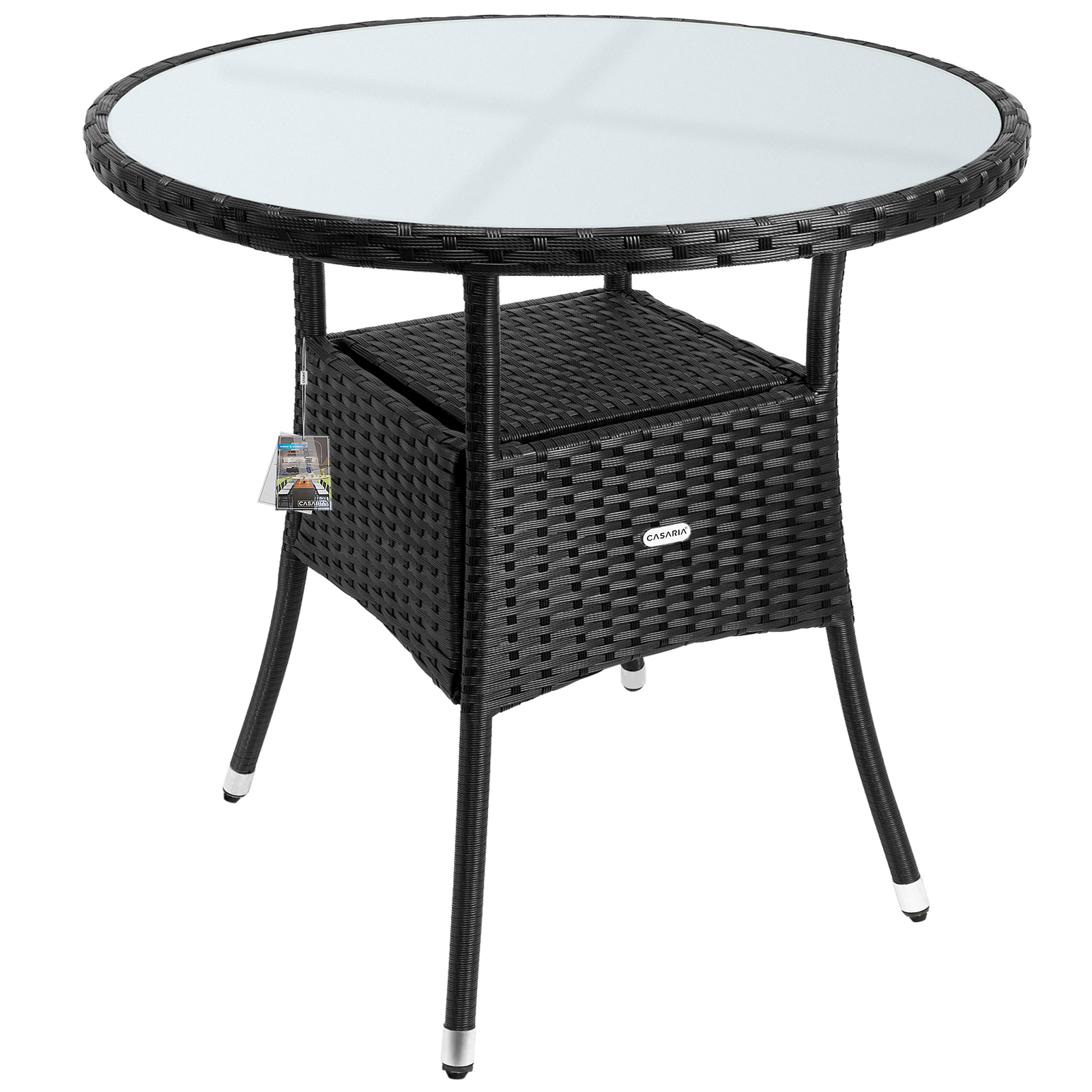 Stolik Czarny Technorattan Ø80cm