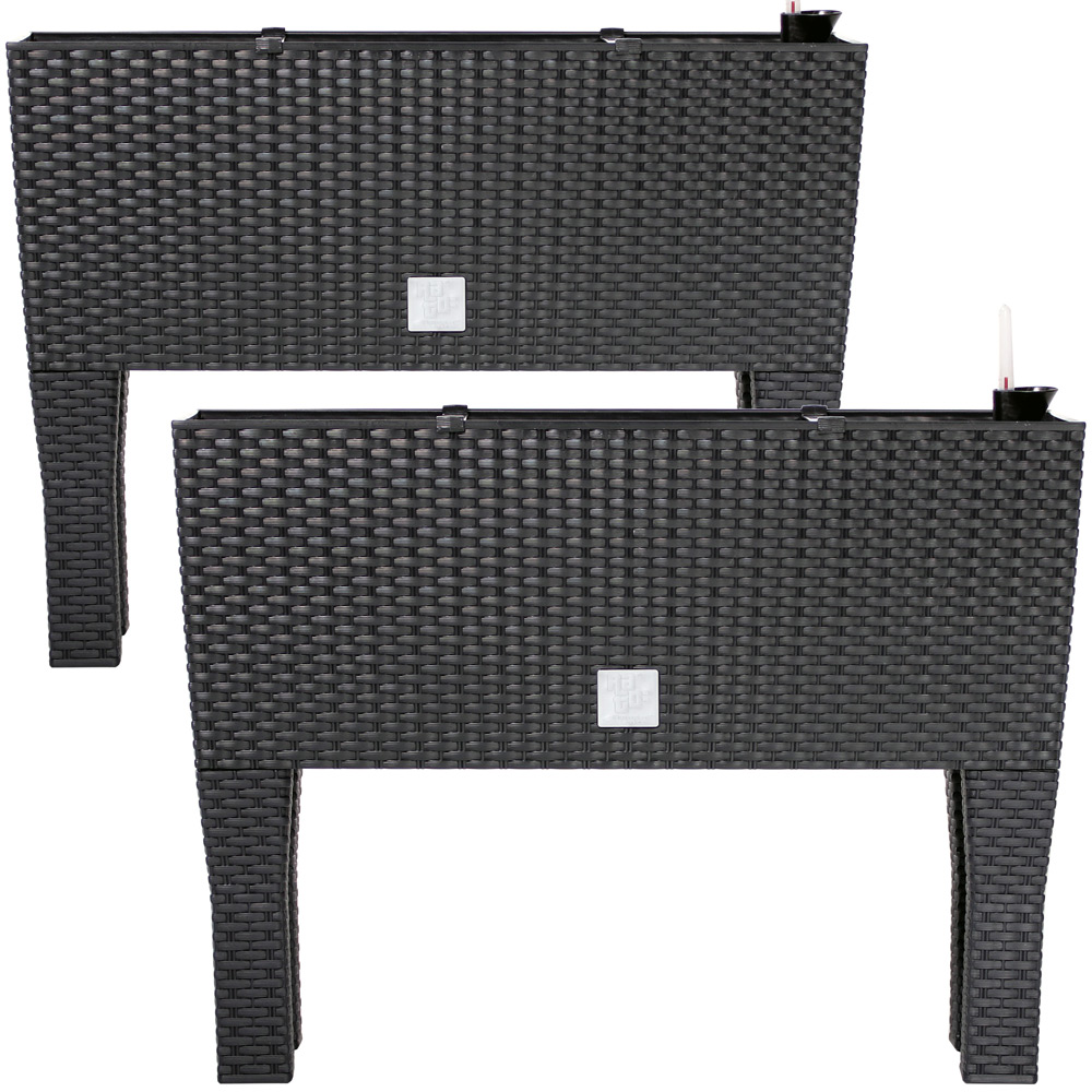 Podwyższona Grządka x2 Antracyt Technorattan 60x25x46cm