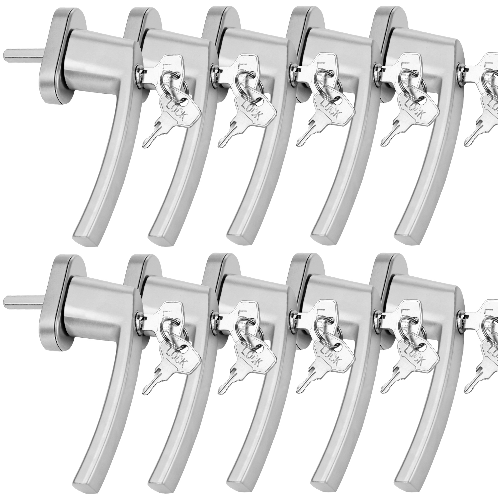 Klamka okienna 10 szt. Srebrna Zamykana na Klucz