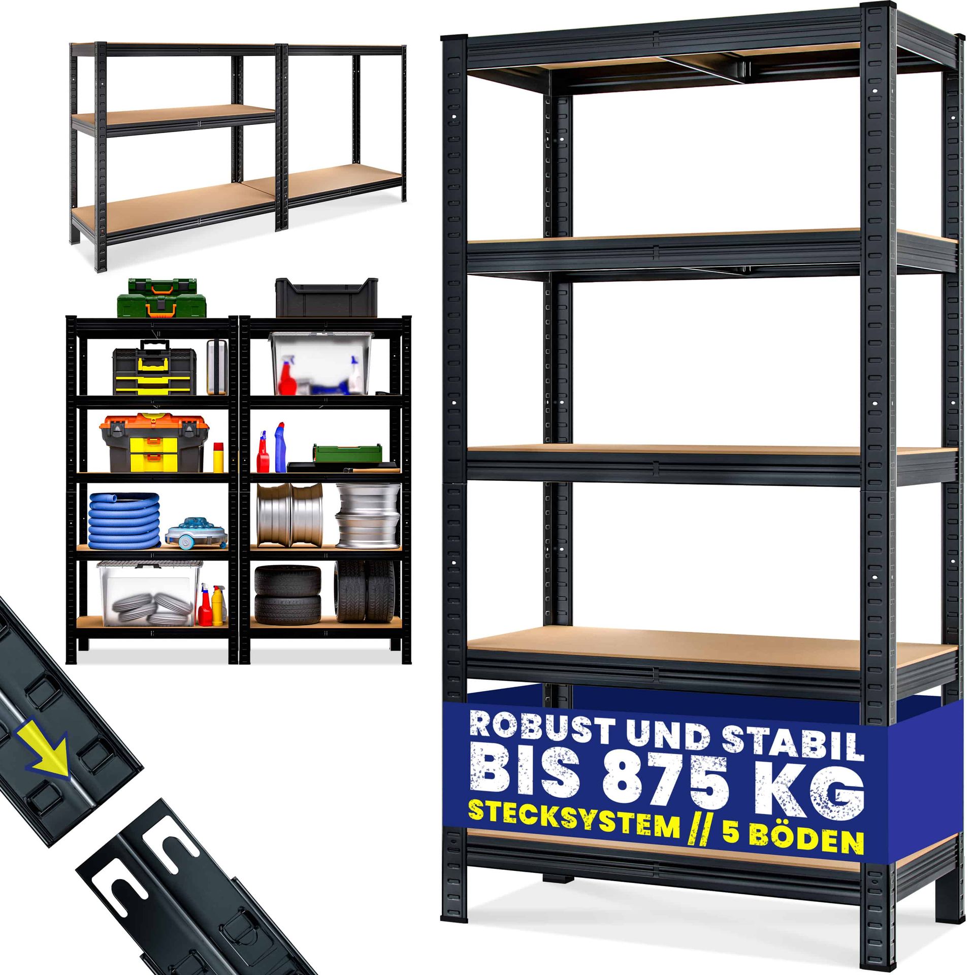 Regal magazynowy czarny 180x90x40cm opcynkowany 875kg