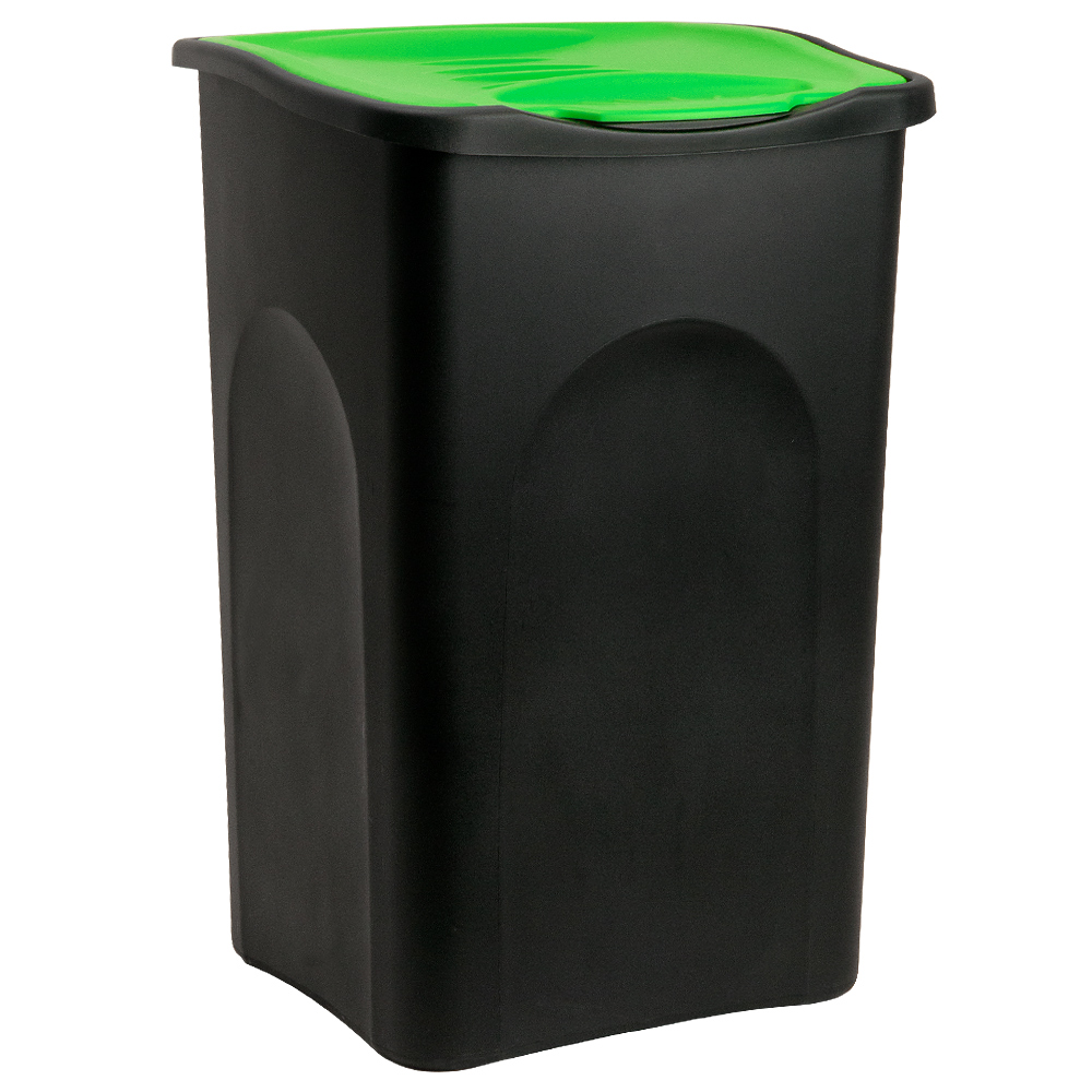 Kosz na śmieci Czarny/Zielony Plastikowy 50L