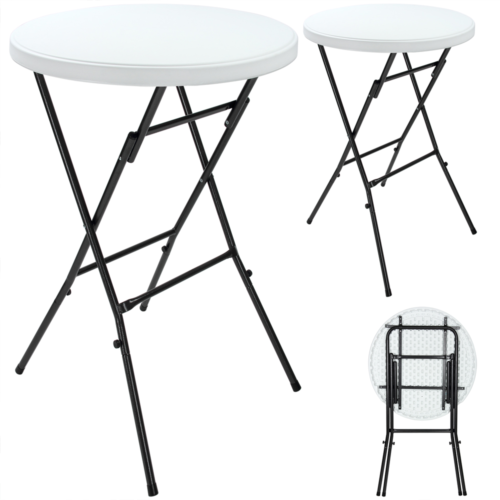 Stoły wysokie 2 szt. Białych Plastikowych Ø72cm Składany