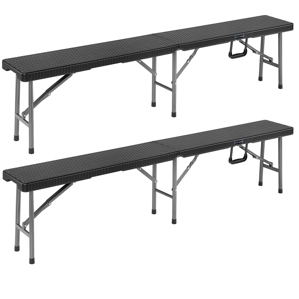 Ławka Malmö 2 szt. Czarna Rattan 180cm
