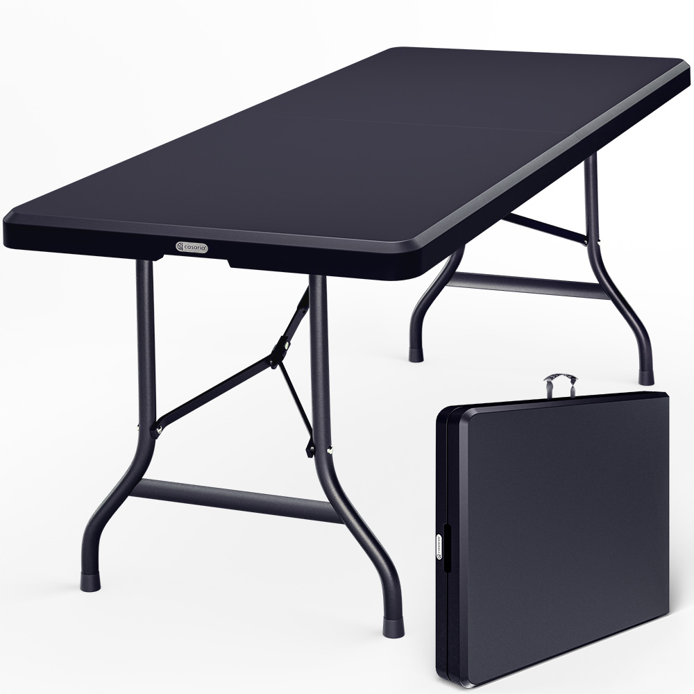 Stół bufetowy antracytowy Plastikowy 183x76cm Składany