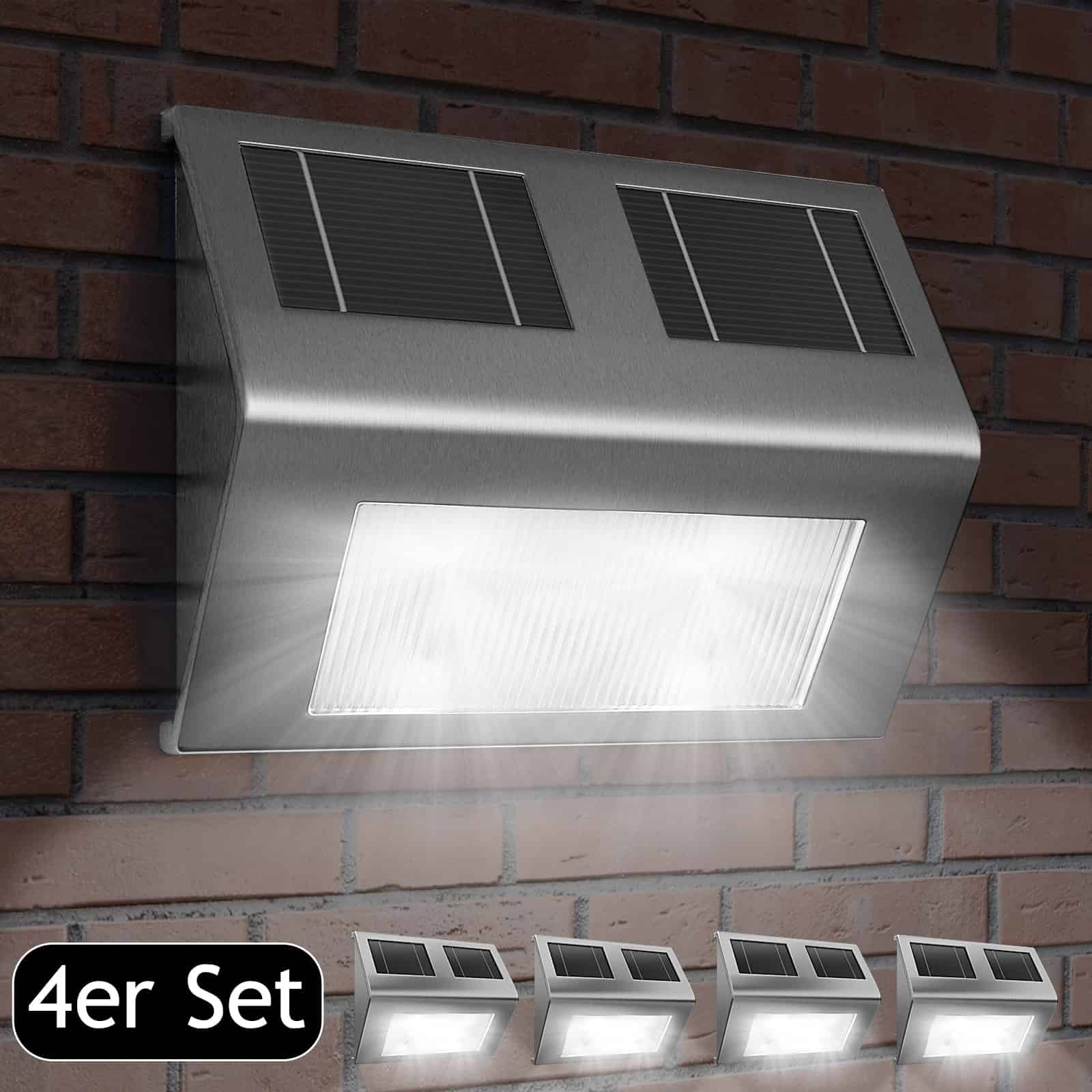 Solarna lampa ścienna LED 4 szt. Stali nierdzewnej