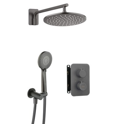 Deante Box Zestaw prysznicowy podtynkowy termostatyczny z deszczownicą titanium BXYZDEBT