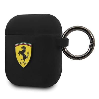 Ferrari Ferrari FESACCSILSHBK AirPods cover czarny/black Silicone uniwersalny FESACCSILSHBK