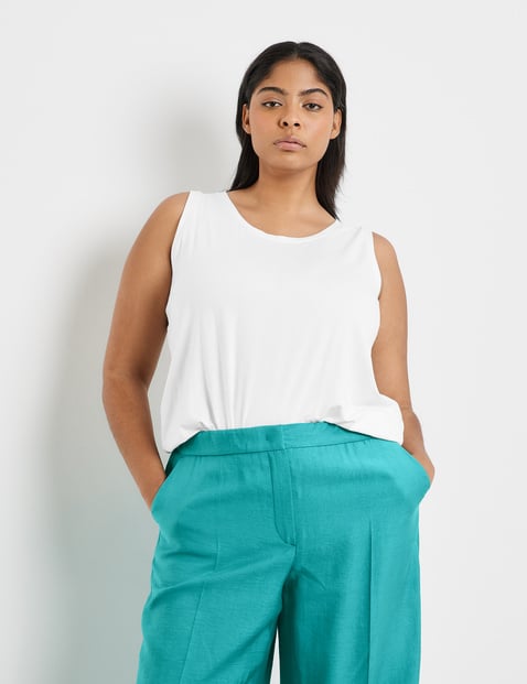 SAMOON Top basic z rozcięciami po bokach Biały 48/XL