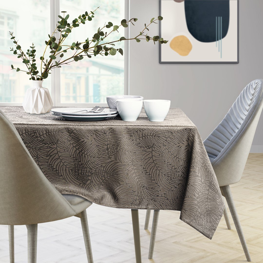 Obrus Gaia Cappuccino Tłoczony Roślinny 80x80 AmeliaHome - TCLOTH/AH/GAIA/HMD/CAPPUCCINO/80X80