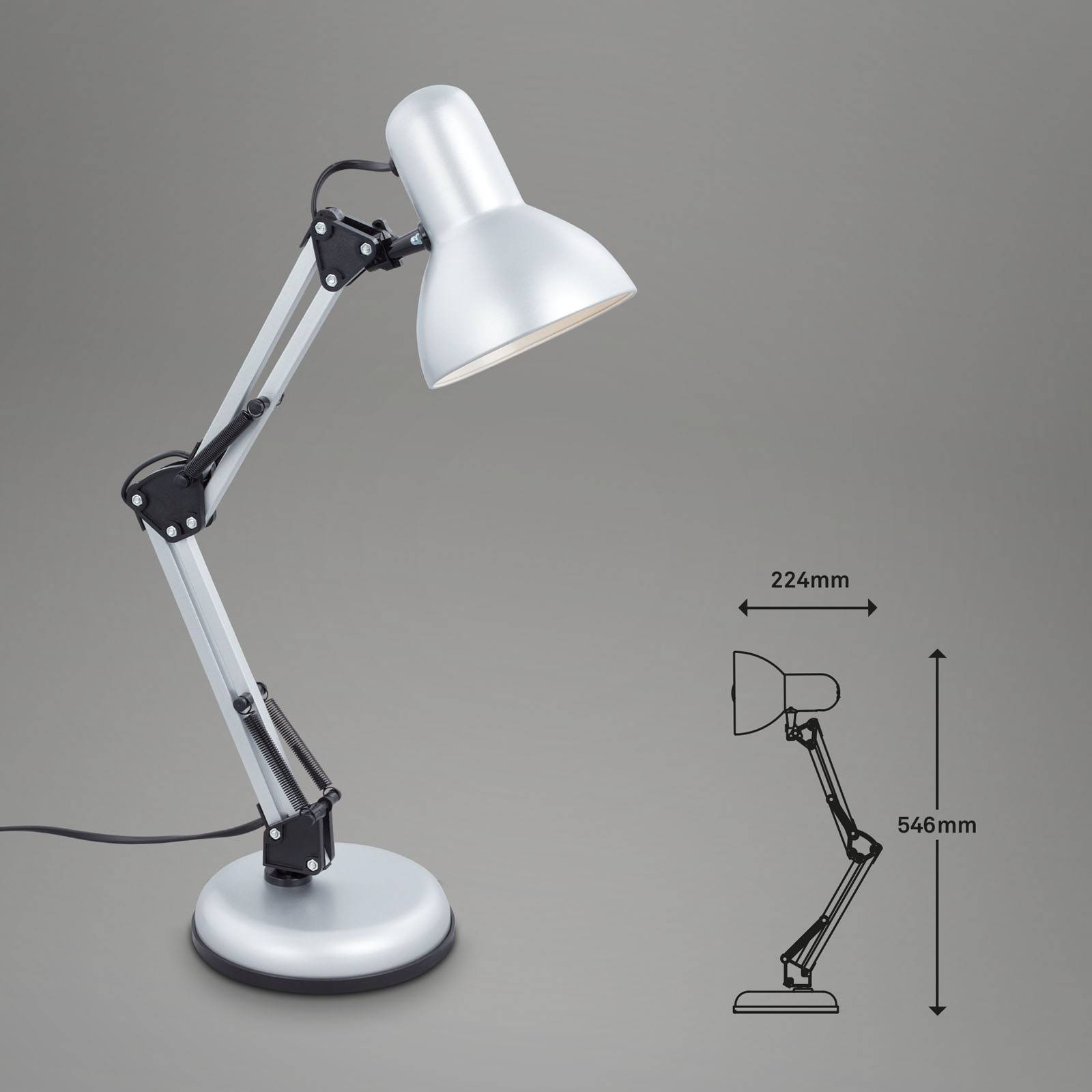 Briloner Lampa biurkowa Pixa, regulowana, E14, biała