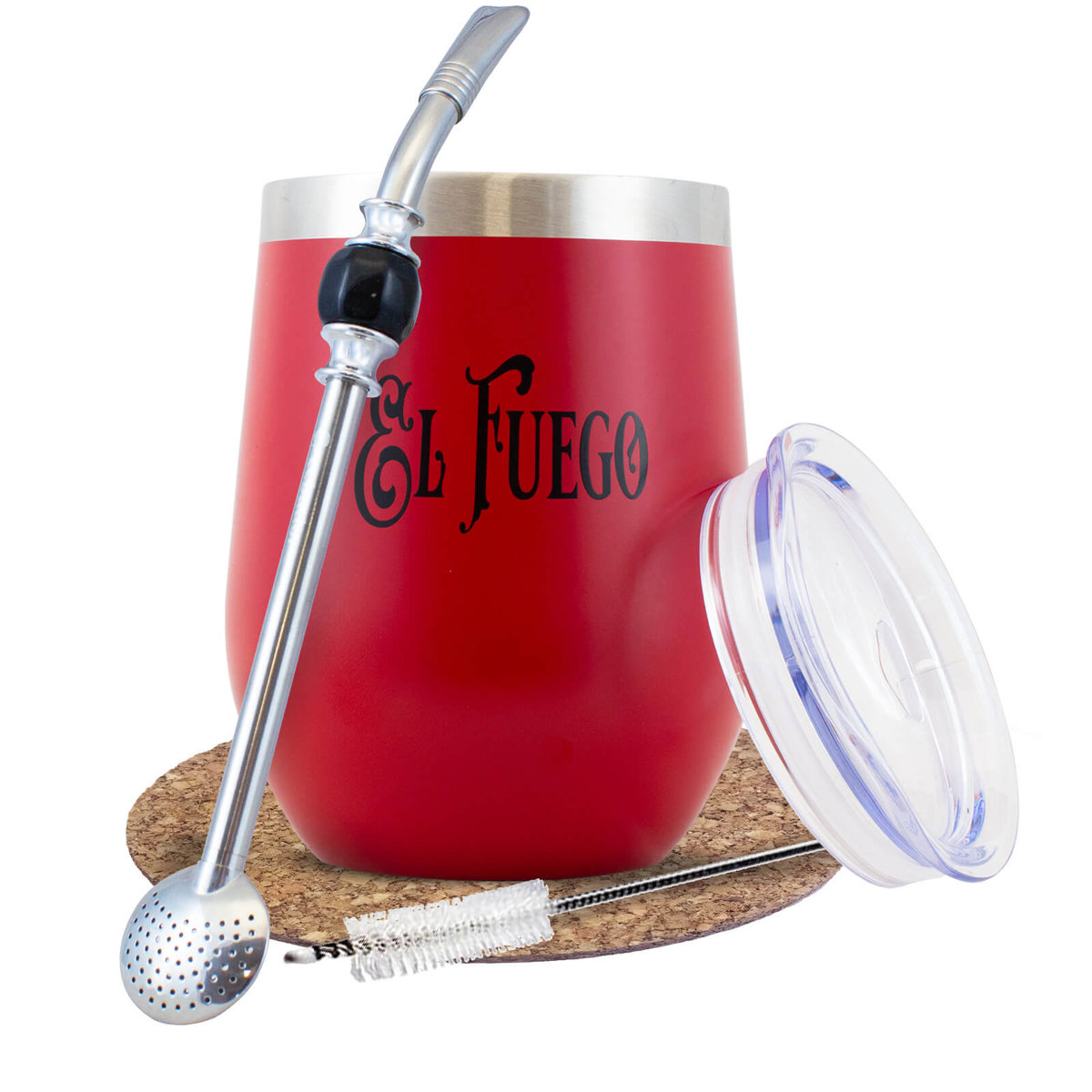 Czerwony zestaw TERMOLID yerba mate El Fuego PRO