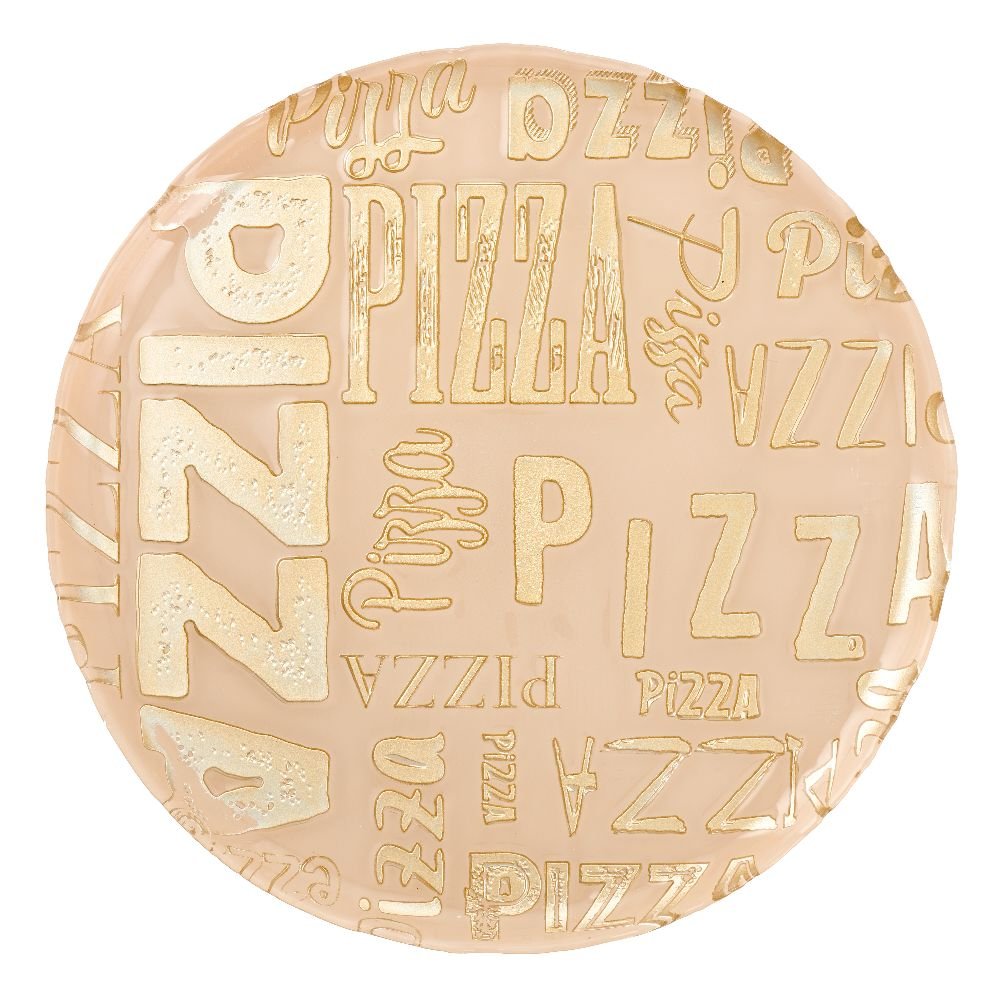 Talerz do pizzy 34 cm okrągły szklany PIZZA Cream VILLA ITALIA