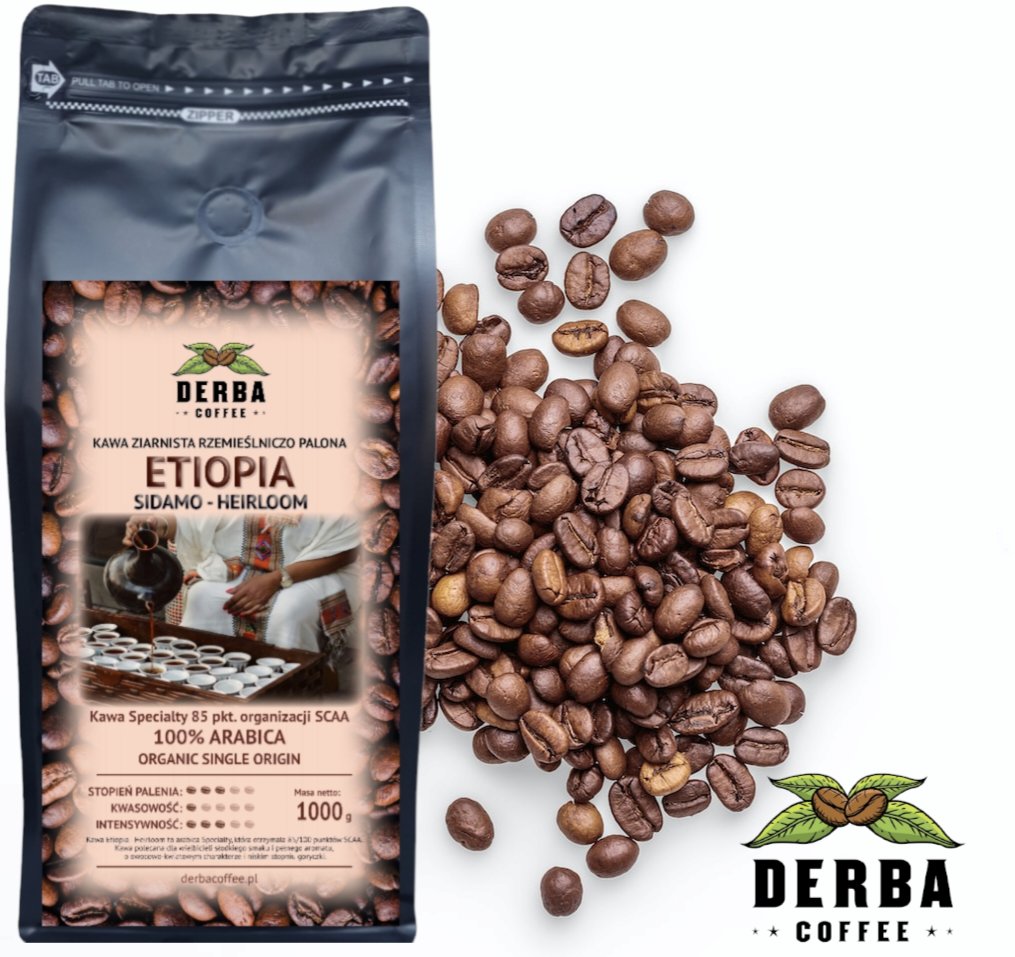 Kawa ziarnista DERBA COFFEE Etiopia Sidamo - Heirloom Specialty 85/100 SCAA 1kg