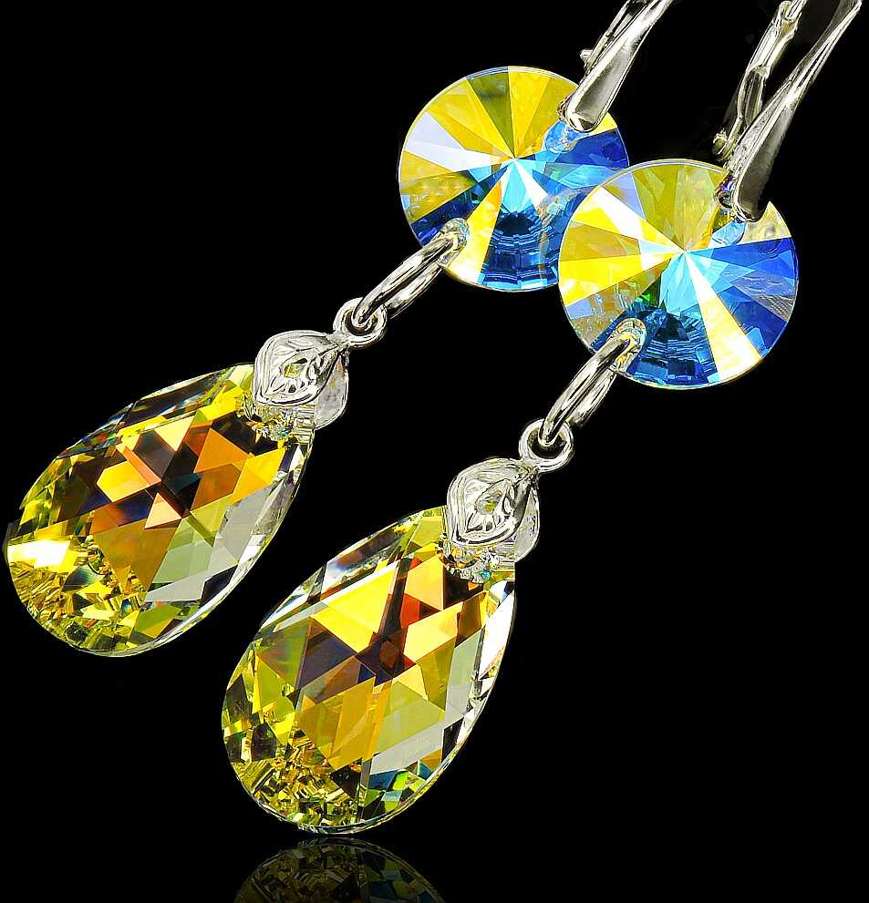 Kryształy PIĘKNE KOLCZYKI AURORA CRYSTAL SREBRO