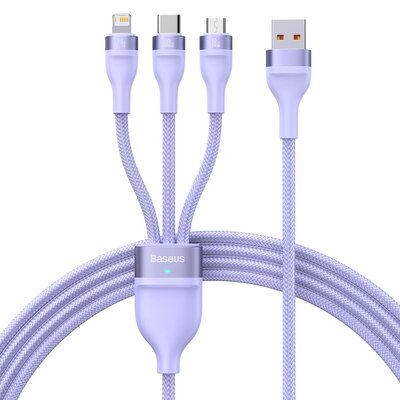 Baseus Flash Series II kabel USB Typ C / USB Typ A - USB Typ C / Lightning / micro USB 100 W 1,2 m fioletowy (CASS030105) CASS030105