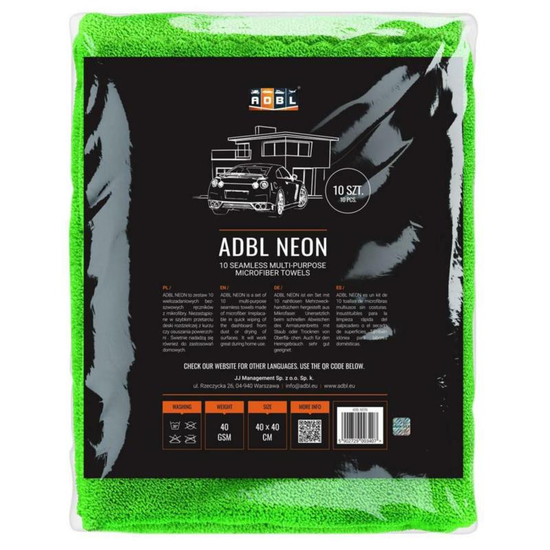 ADBL NEON - Zestaw 10 wielozadaniowych bezszwowych ręczników z mikrofibry
