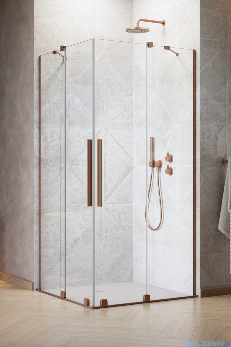 Radaway Furo Brushed Copper KDD kabina 90x80cm szczotkowana miedź 10105090-93-01L/10105080-93-01R