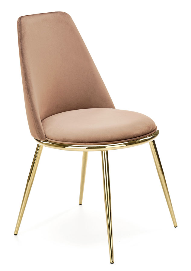 Beżowe Krzesło Welurowe W Stylu Glamour B8-T55
