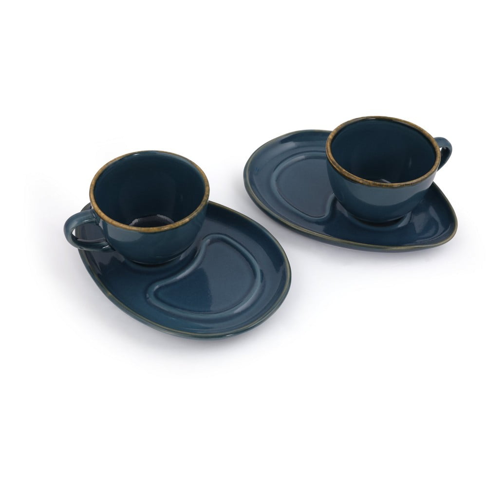 Ciemnoniebieskie ceramiczne filiżanki zestaw 2 szt. 0.21 l – Hermia