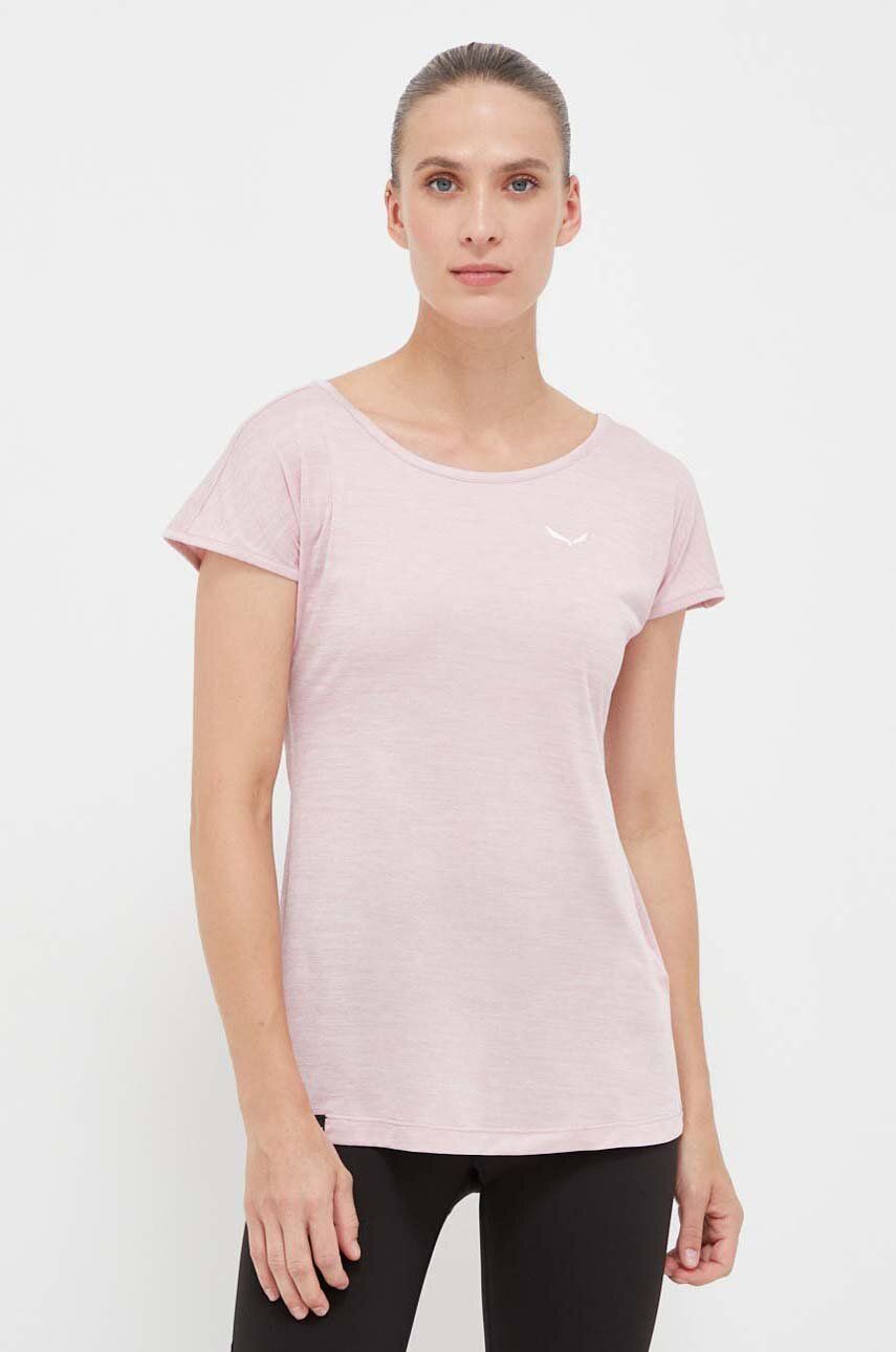 Salewa t-shirt sportowy Puez Melange kolor różowy