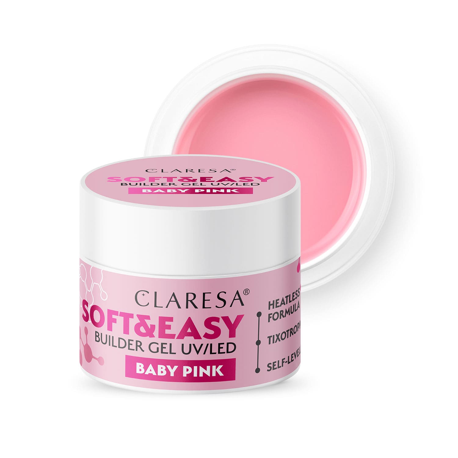 Claresa - Żel budujący SOFT&EASY builder gel baby pink 90g