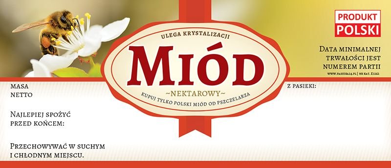 Paczka etykiet na miód prosto z ula (100szt) - wzór E1262