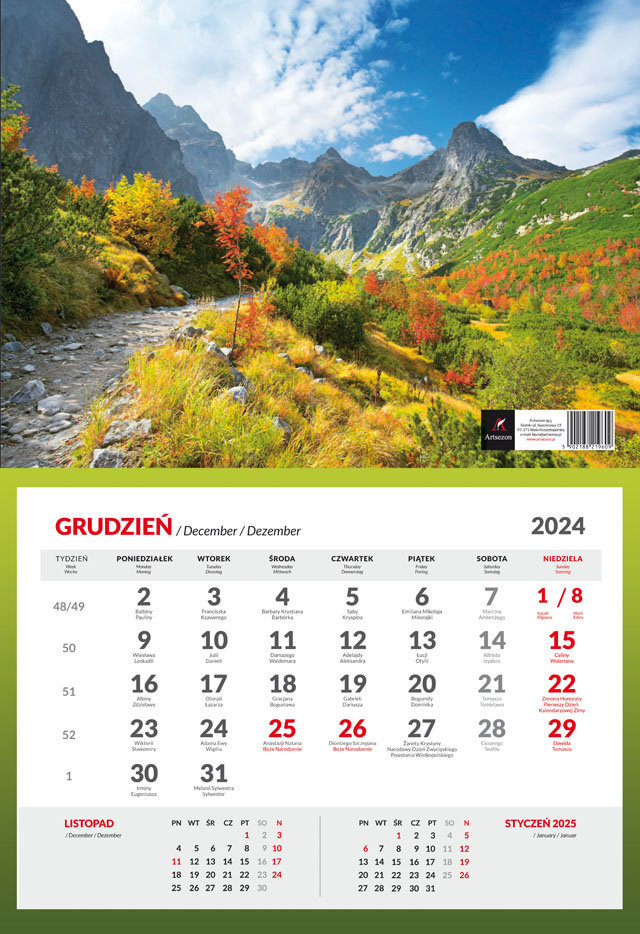 Kalendarz 2024 jednodzielny MIX
