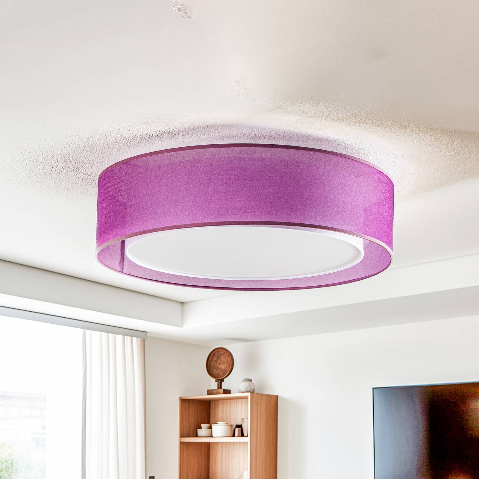 Euluna Tibu lampa sufitowa tkanina Ø50cm fioletowa