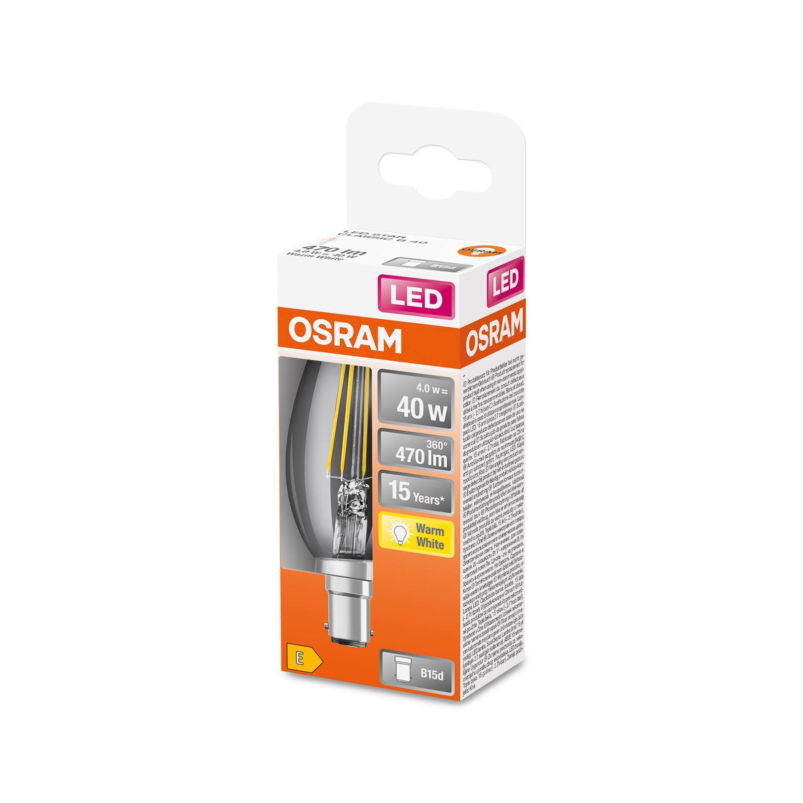 OSRAM Classic świeca LED B15d 4W 2 700 K filament