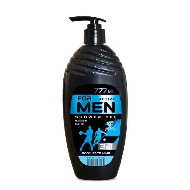 Żel Pod Prysznic For Men Active, Niebieski, Pompka, 777ml