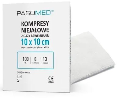 Pasomed, Kompresy niejałowe 10x10cm 13 nit., 100 szt.