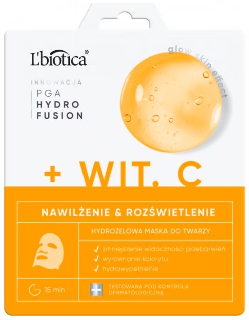 L'biotica Hydro Fusion Hydrożelowa maska do twarzy z witaminą C 1szt