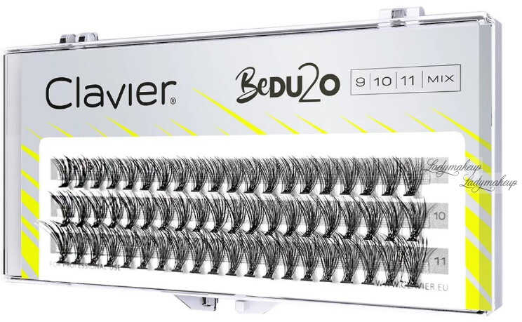 Clavier - BeDU2O Double Volume - Kępki rzęs o podwójnej objętości - Skręt B - 60 sztuk - 0.10/ 9 - 10 - 11 mm/ MIX