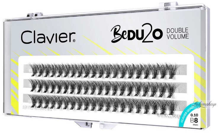 Clavier - BeDU2O Double Volume - Kępki rzęs o podwójnej objętości - Skręt B - 60 sztuk - 0.10/ 8 mm