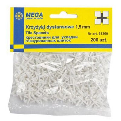 MEGA KRZYŻYKI DYSTANSOWE DO GLAZURY 1,5MM 61360_KRZYZ_GLAZ_1,5