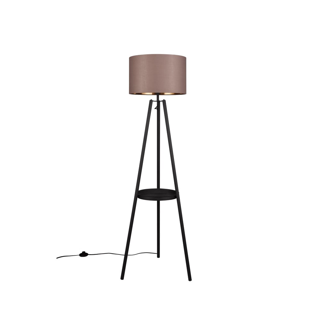 Czarna lampa stojąca z półką (wysokość 152 cm) Colette – Trio