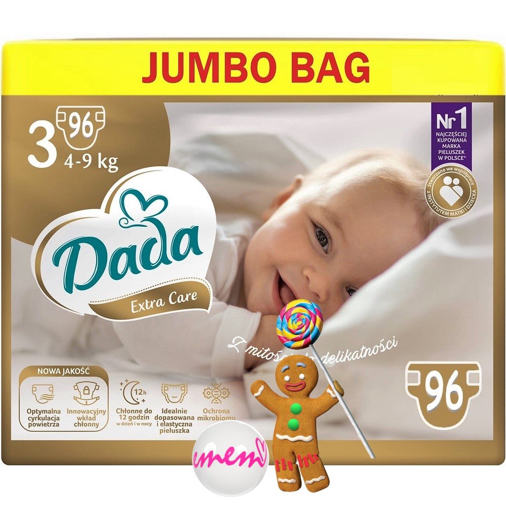 Pieluszki DADA 3 MIDI 4-9 kg 96 sztuk Extra Care Pampersy JUMBO BAG