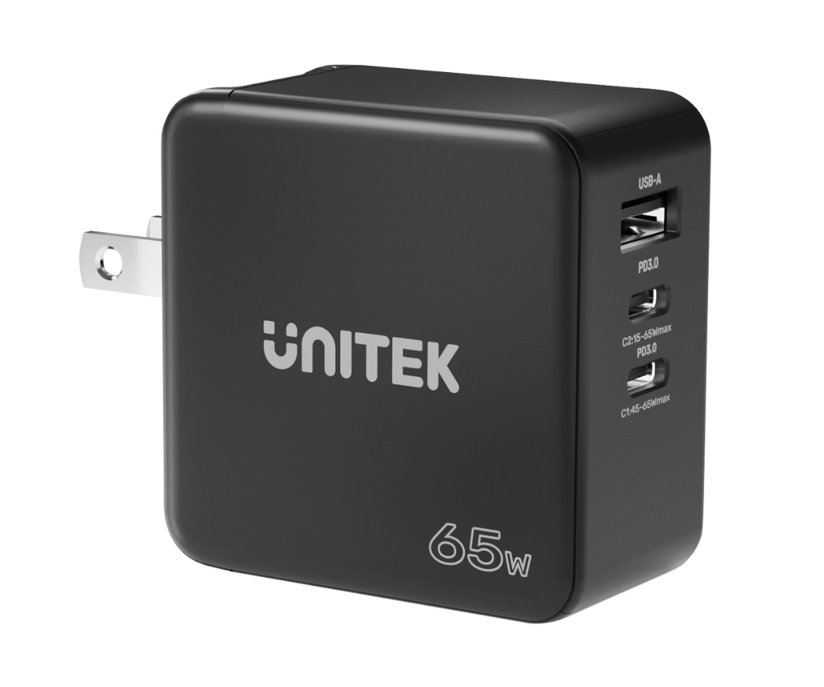 Unitek GaN 1x USB-A 2x USB-C 65W Quick Charge 3.0