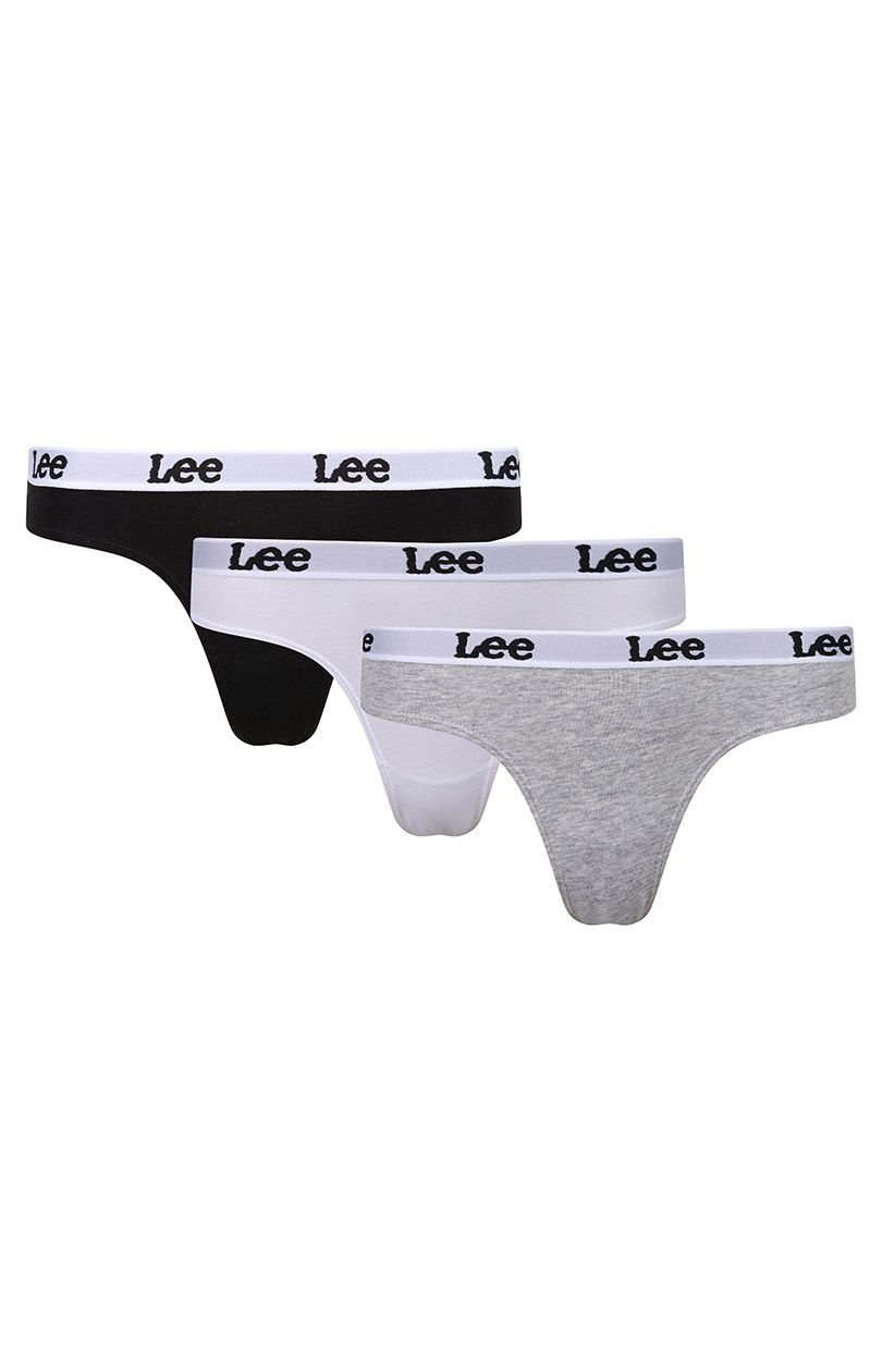 Lee bawełniane figi damskie z niskim stanem 3-pack Diana, Kolor biało-szaro-czarny, Rozmiar S, LEE - Primodo.com