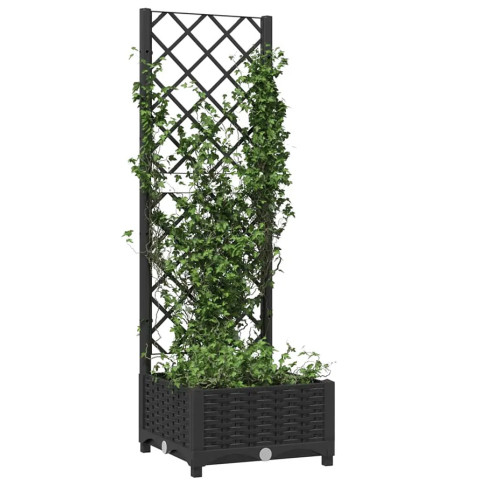 Czarna donica ogrodowa z pergolą D5-G64