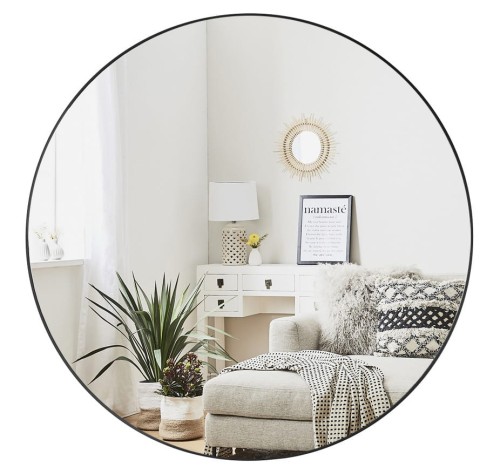 OK STYL - Lustro okrągłe ścienne LOFT w czarnej ramie 60 cm
