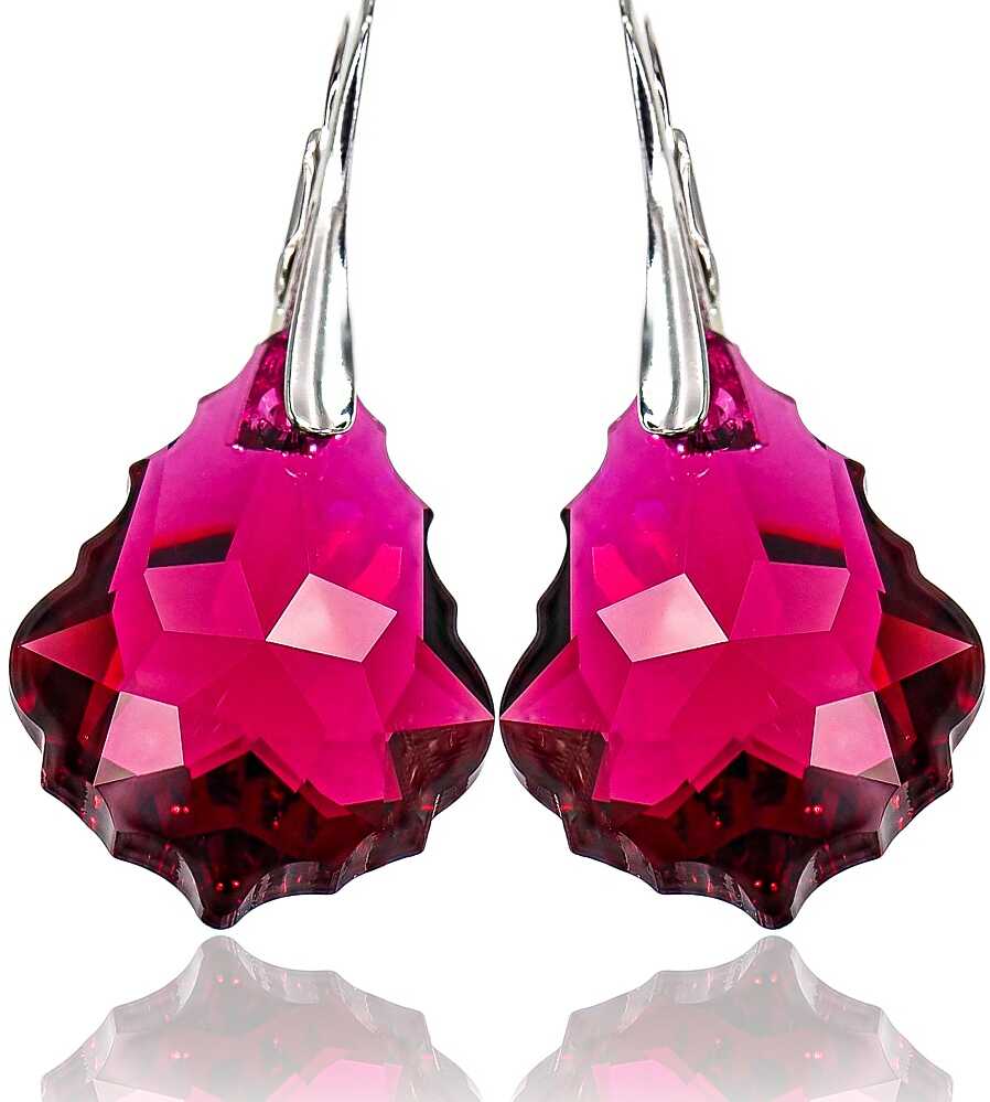 Kryształy kolczyki BAROQUE RUBY srebro