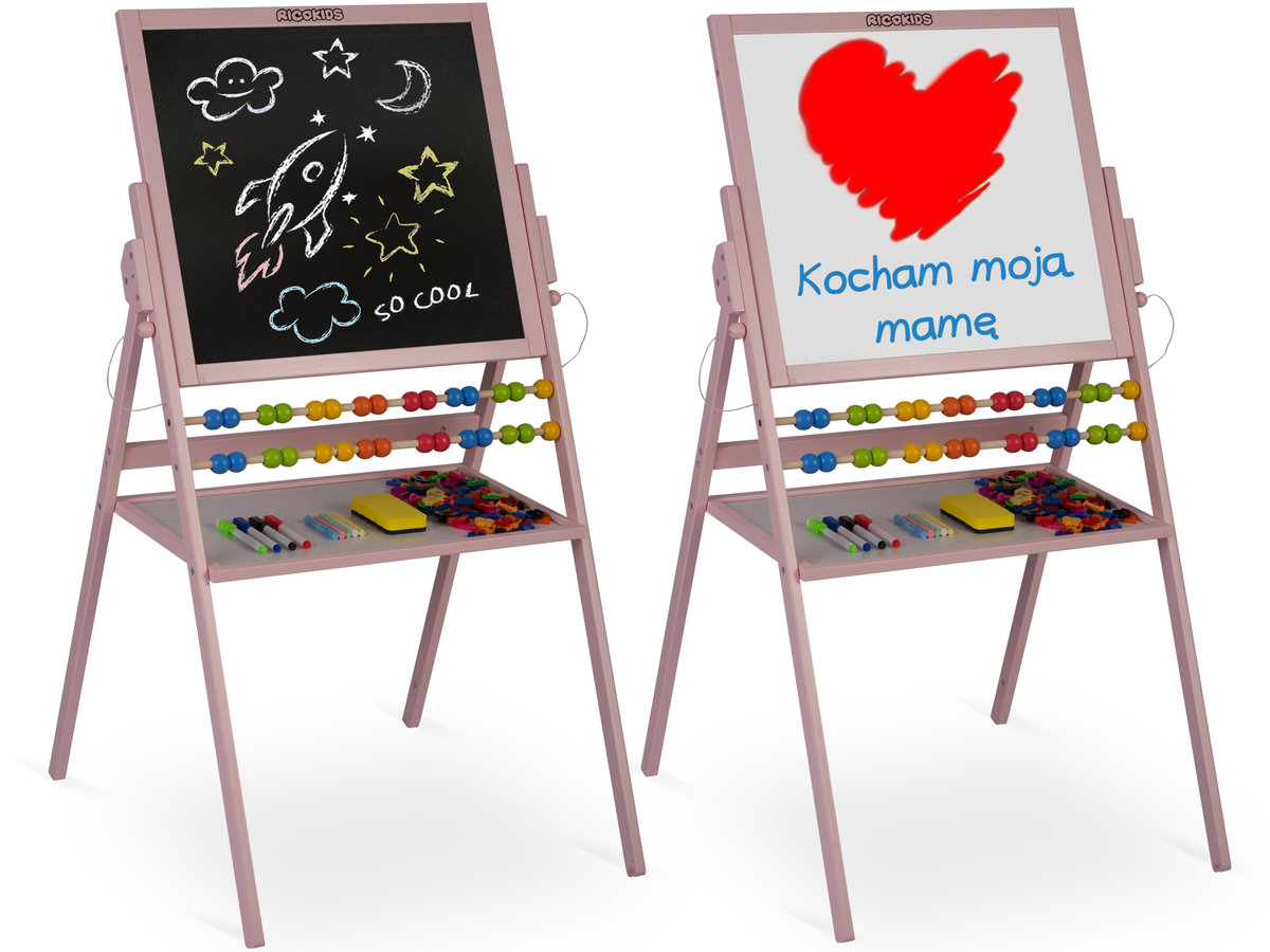 Ricokids Magnetyczna kredowa tablica obrotowa Ricokids - różowa 780002
